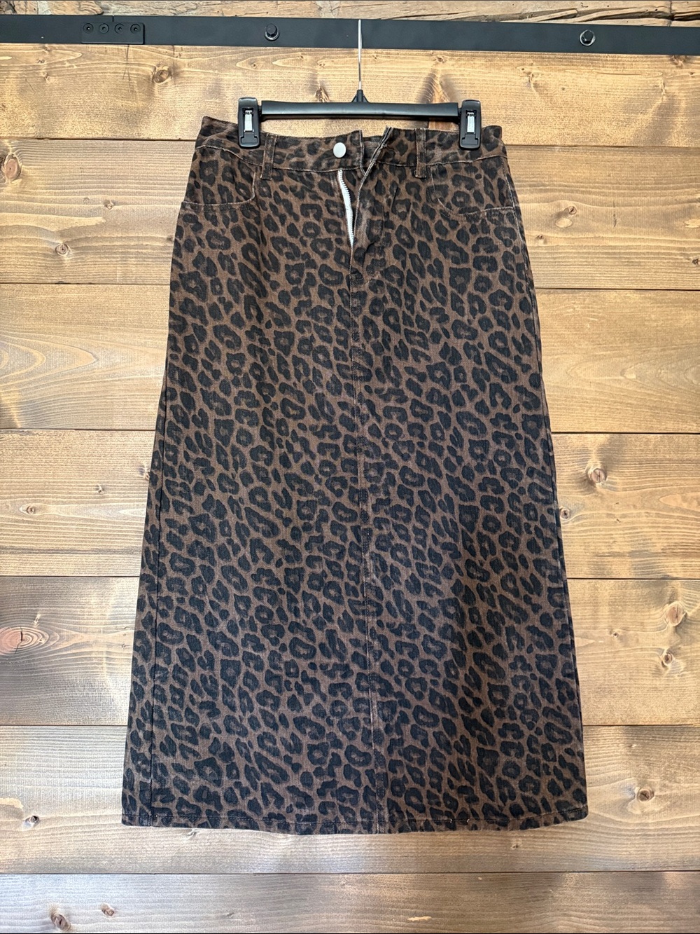 Leopard Print Midi Skirt in Brown